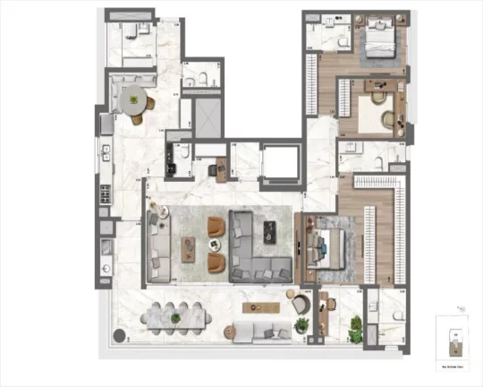 Imagem APARTAMENTOS DE 4 DORMITÓRIOS 3 SUITES E 3 VAGAS - LE JARDIN BY YOO