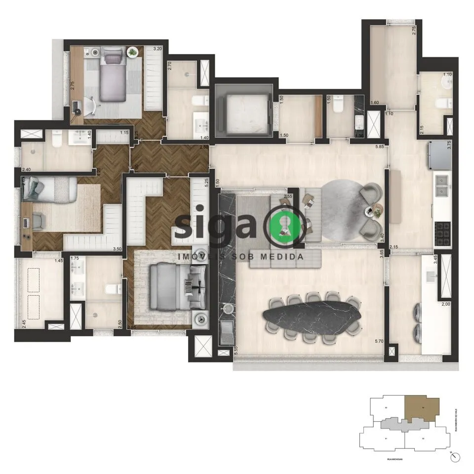 Imagem Apartamento de 145 m² - 3 suítes e 2 vagas Brooklin Senses by Cyrela