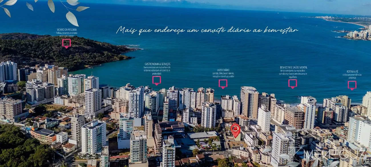 Imagem De frente para o mar da Praia do Morro. Alto padrão com lazer na cobertura e plantas amplas de 3 quartos.