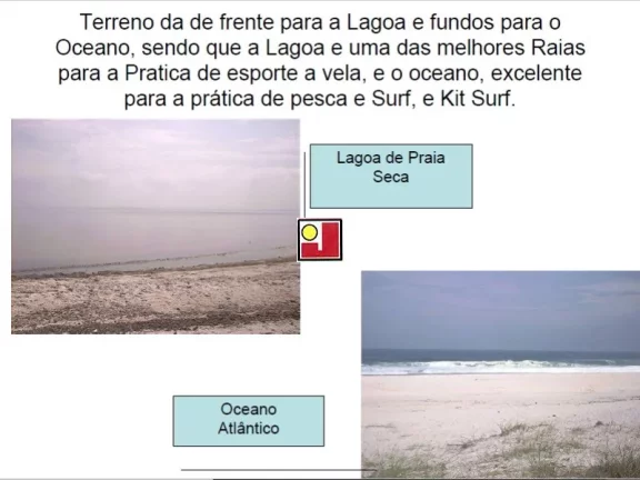 Imagem Vendo espetacular área, no mar, Praia Seca - Praia Massambaba, com 455.772m², 350m frontais mar e Lagoa de Araruama, 1300m profundidade, c/ água ... luz