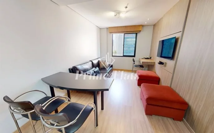 Foto do imóvel Flat disponível para locação no Aparthotel Adagio São Paulo Moema, com 54m², 2 dormitórios e 1 vaga em Avenida Jamaris