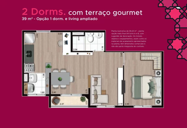 Imagem Jardim Imperador | 2 dormitórios | sacada | 37mts |Amplo Lazer com piscina, quadra recreativa