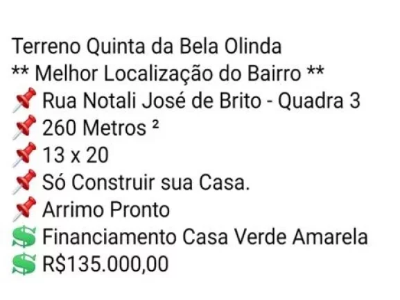 Imagem Bauru/SP, Bairro Quinta da Bela Olinda, Terreno de 260 m²