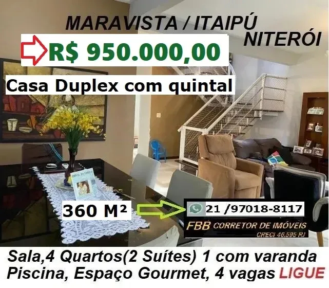 Foto do imóvel Casa com 4 Quartos à Venda, 360 m² em Itaipu, Niterói - RJ