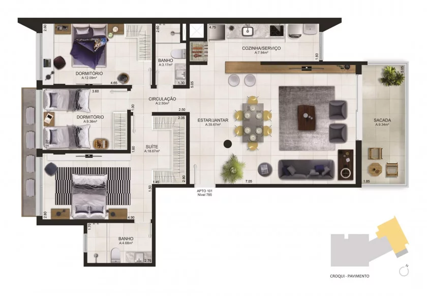 Imagem Apartamento 3 quartos para venda no bairro Beira Mar em Torres