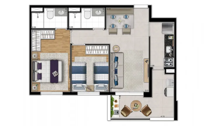 Imagem Apartamento com 2 Quartos à Venda, 59 m² em Ferreira - São Paulo