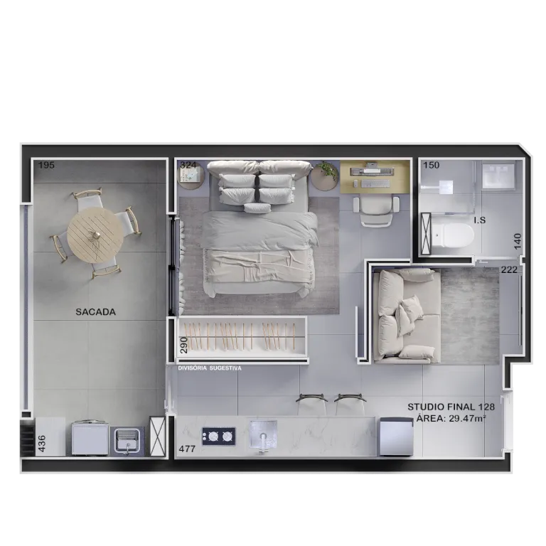 Imagem Excelente oportunidade! Apartamento à venda em Curitiba-PR, Boa Vista, com 1 quarto, 1 banheiro e 35,50 m² de área