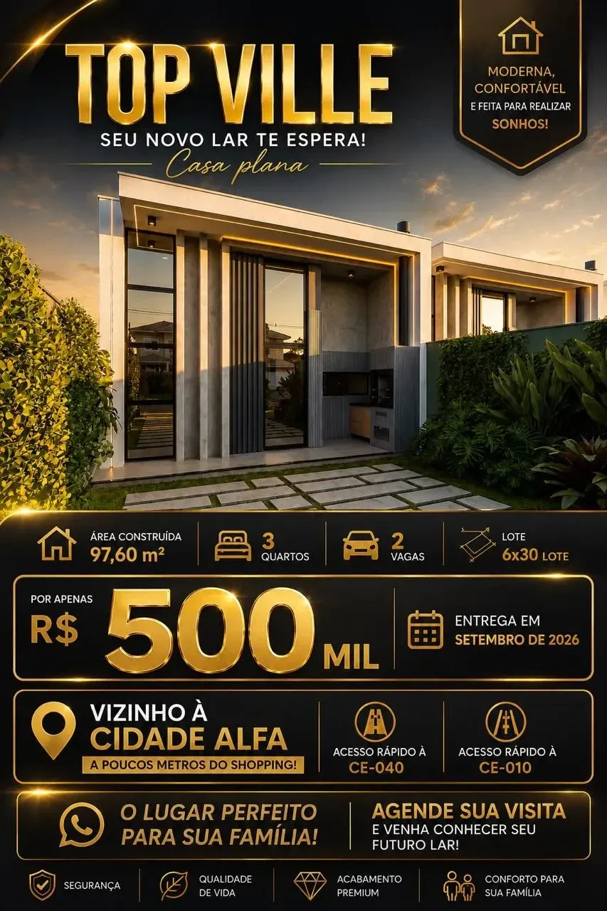 Imagem Casa com 3 Quartos à Venda, 100 m² em Coité - Eusébio
