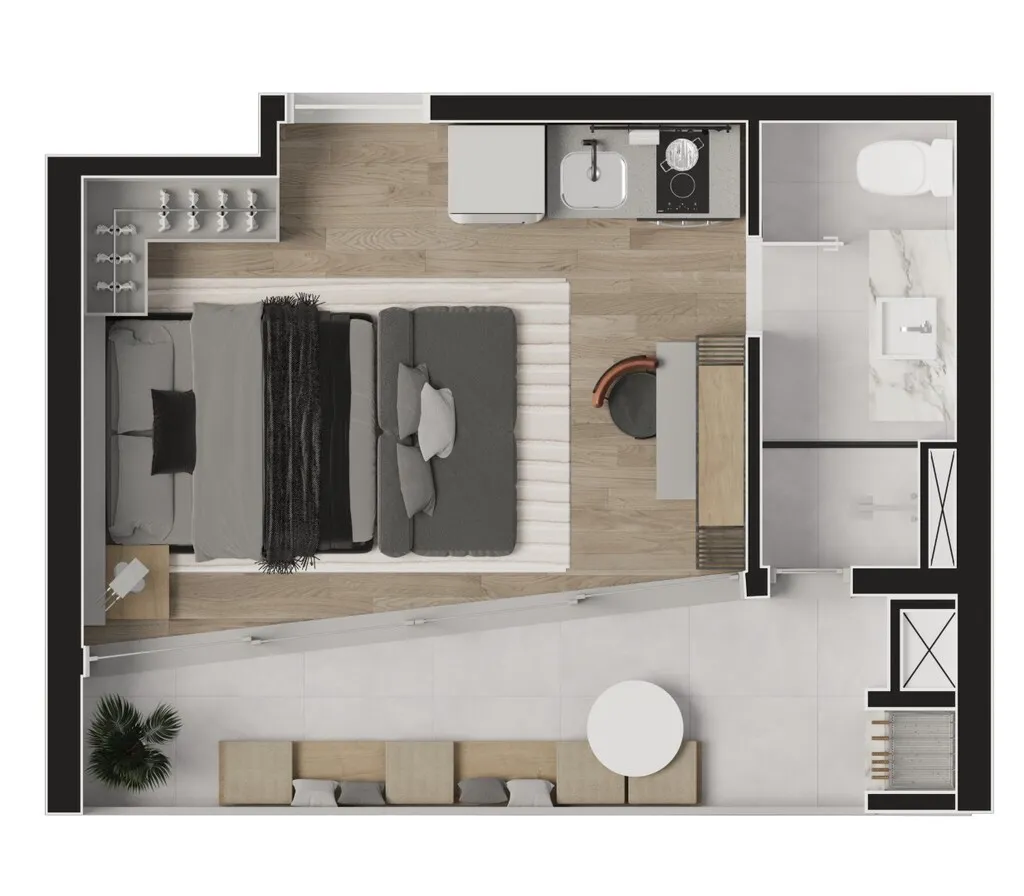 Imagem Apartamento à venda no Batel, Curitiba-PR: 1 quarto, 1 banheiro, 1 vaga de garagem, 53,91 m² de área. Adquira já!
