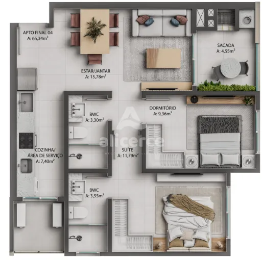 Imagem Apartamento com 2 dormitórios, sendo 2 suítes, hobby box em Palmas - Gov. Celso Ramos.