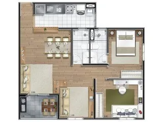 Imagem Apartamento de 2 quartos no Condomínio Park Club Bairro Jardim em Santo André-SP