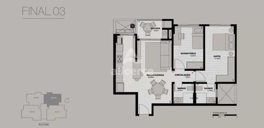 Imagem Apartamento à venda com 2 quartos 1 suíte, 66,23m² em Barreiros São José