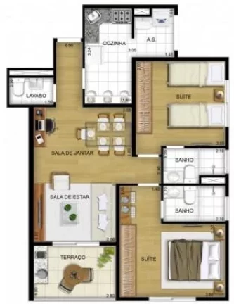 Imagem FIRST CLASS - MBIGUCCI - Apto de 64m², 2 dorms, 2 suítes, em excelente região do bairro do Morumbi!!