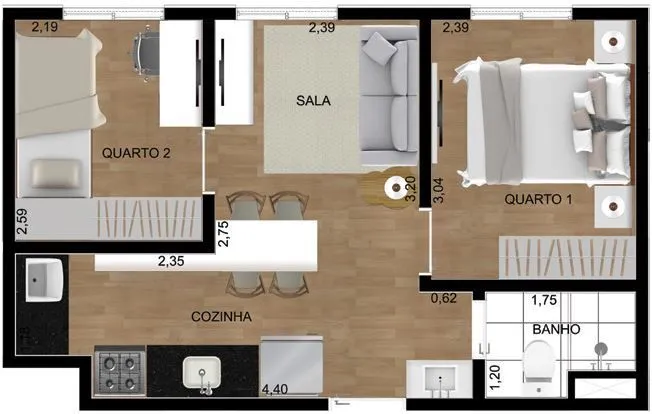 Imagem Apartamento com 2 dormitórios à venda, 41 m² por R$ 323.564,46 - Vila Rosália - Guarulhos/SP