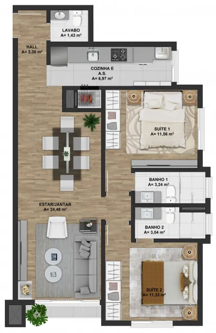 Imagem Apartamento à venda em Gramado, Floresta, com 2 quartos, 76.87m2