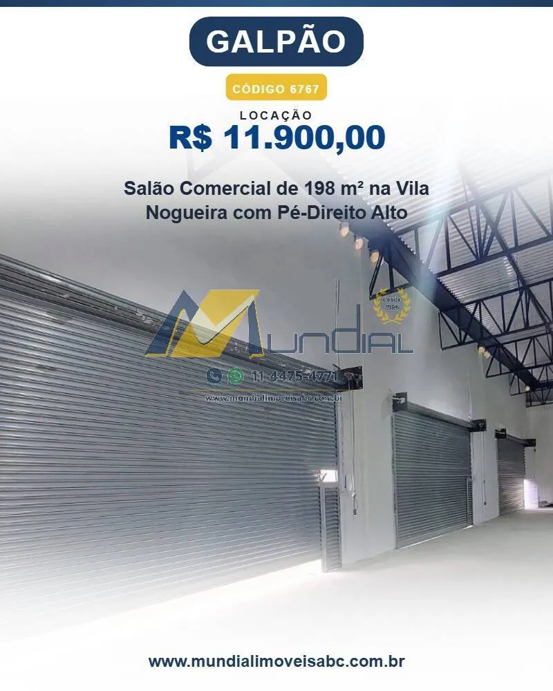 Foto do imóvel Salão Comercial de 198 m² na Vila Nogueira com Pé-Direito Alto