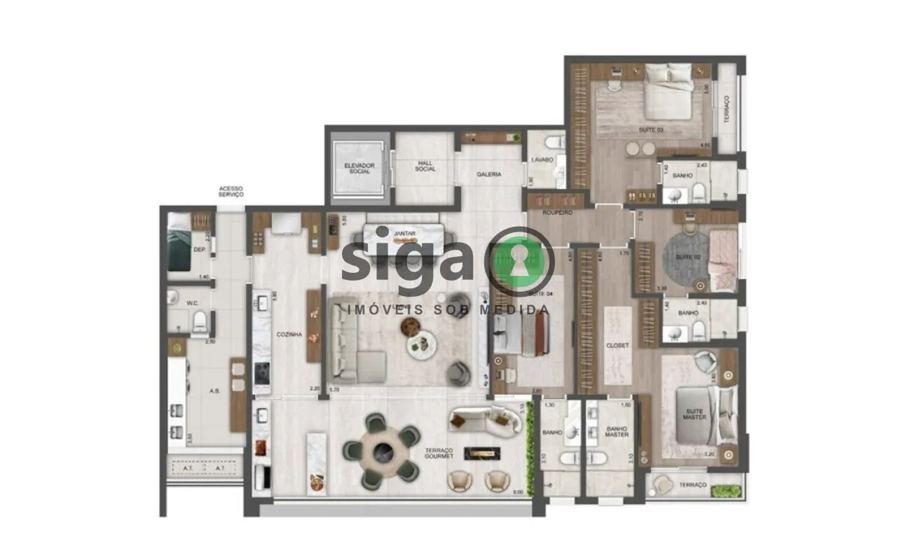 Imagem Apartamento para venda no Real Parque com 04 suítes, São Paulo - SP