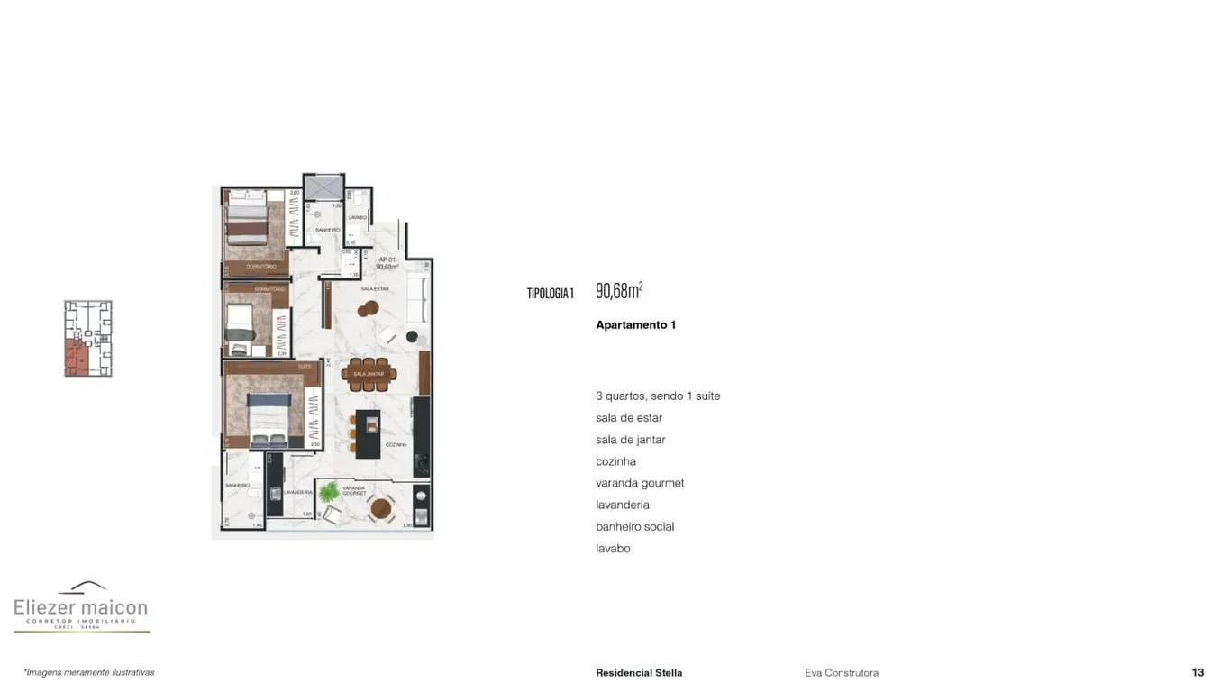 Imagem Apartamento a venda - 3 quartos ou 2 suítes Residencial stella | Poços de caldas