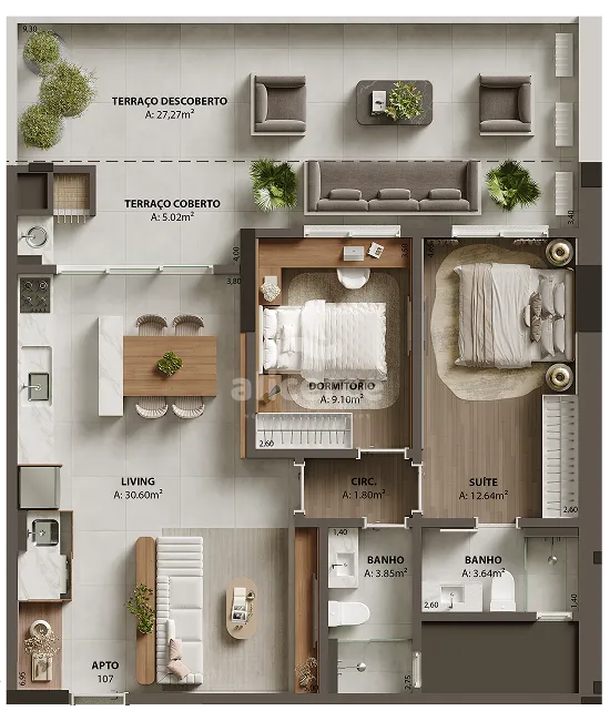 Imagem Apartamento Garden à venda com 2 quartos 1 suíte, 106,5m² em Campinas São José