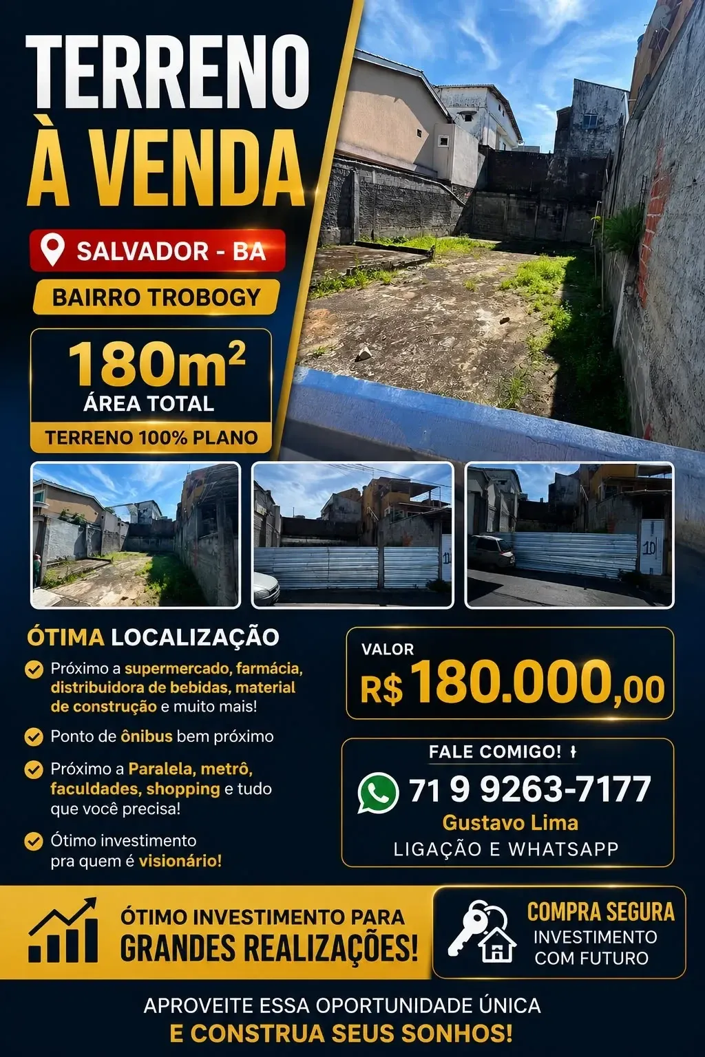 Imagem Terreno à Venda, 180 m² em Trobogy - Salvador