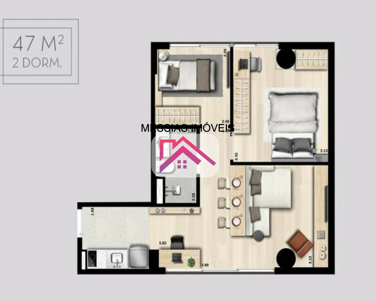 Imagem APARTAMENTO DE 1 DORMITÓRIO E SEM VAGA - SMART HOUSES JARDINS - ARVO REBOUCAS