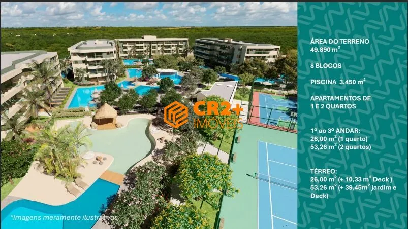 Imagem Vendo Flat com 27m2, 1 quarto na Praia de MURO ALTO.