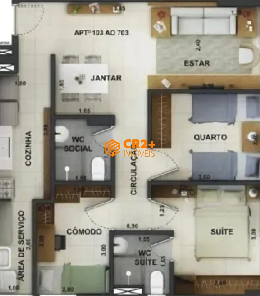 Imagem vendo apartamento 03 quartos, 01 suite, 64 m2, 01 vaga de garagem em Areias.