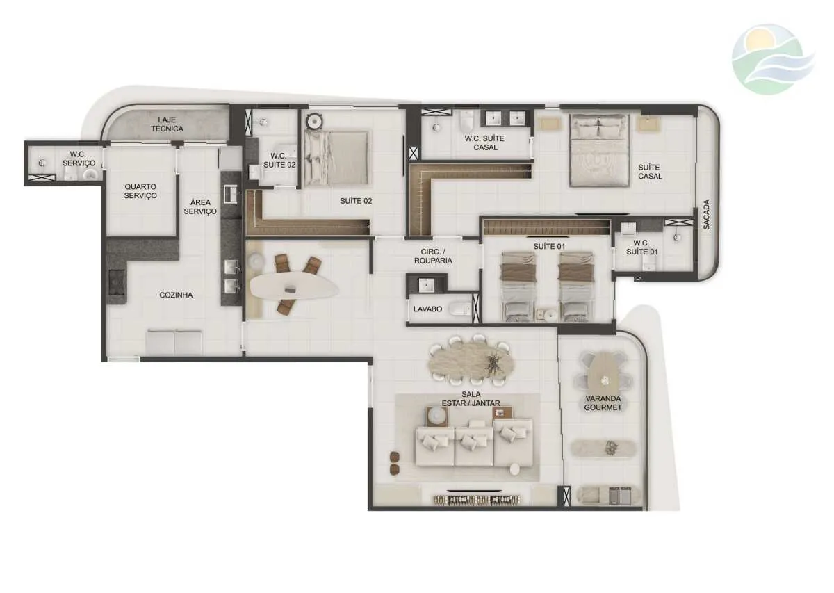 Imagem Apartamento 3 suites, 162m2, andar alto, Venda no Altiplano-Cabo Branco, João Pessoa.