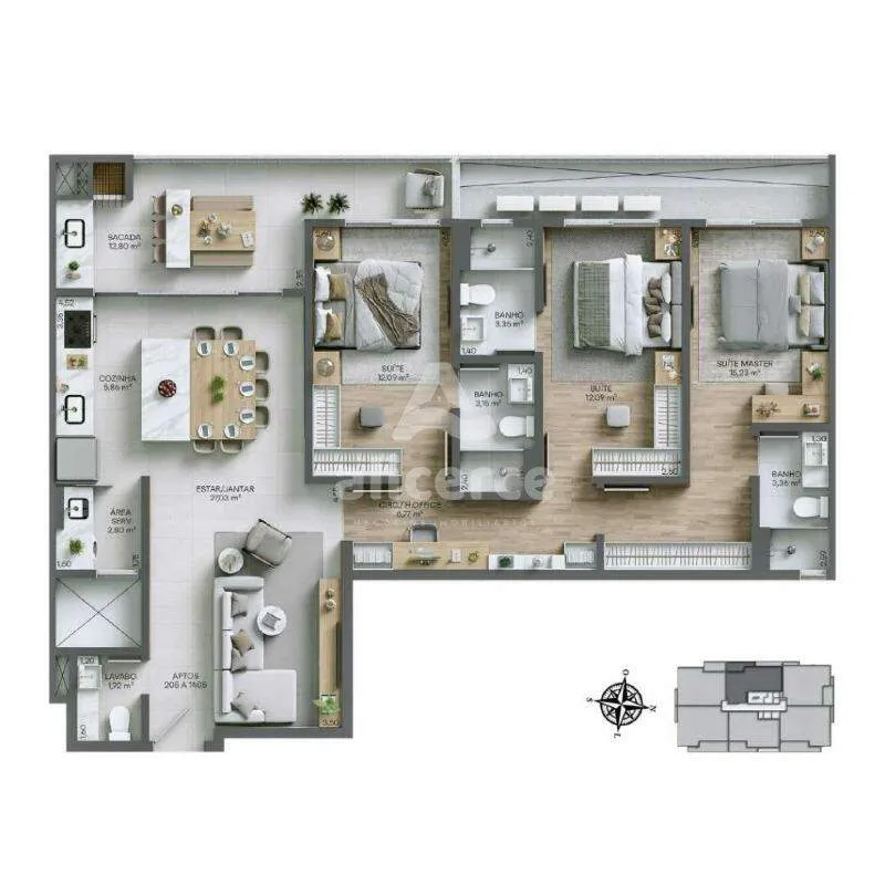 Imagem Apartamento à venda com 3 quartos 3 suítes, 122,9m² em Campinas São José