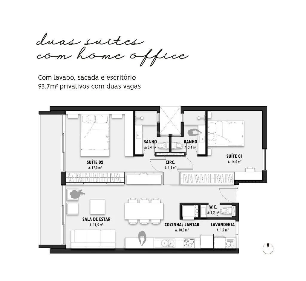 Imagem Lançamento para Venda - 93.7m², 2 dormitórios, sendo 1 suites, 2 vagas - Petrópolis