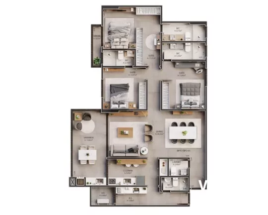 Imagem Apartamento 3 suítes na planta no Renato Gonçalves - Barreiras-BA