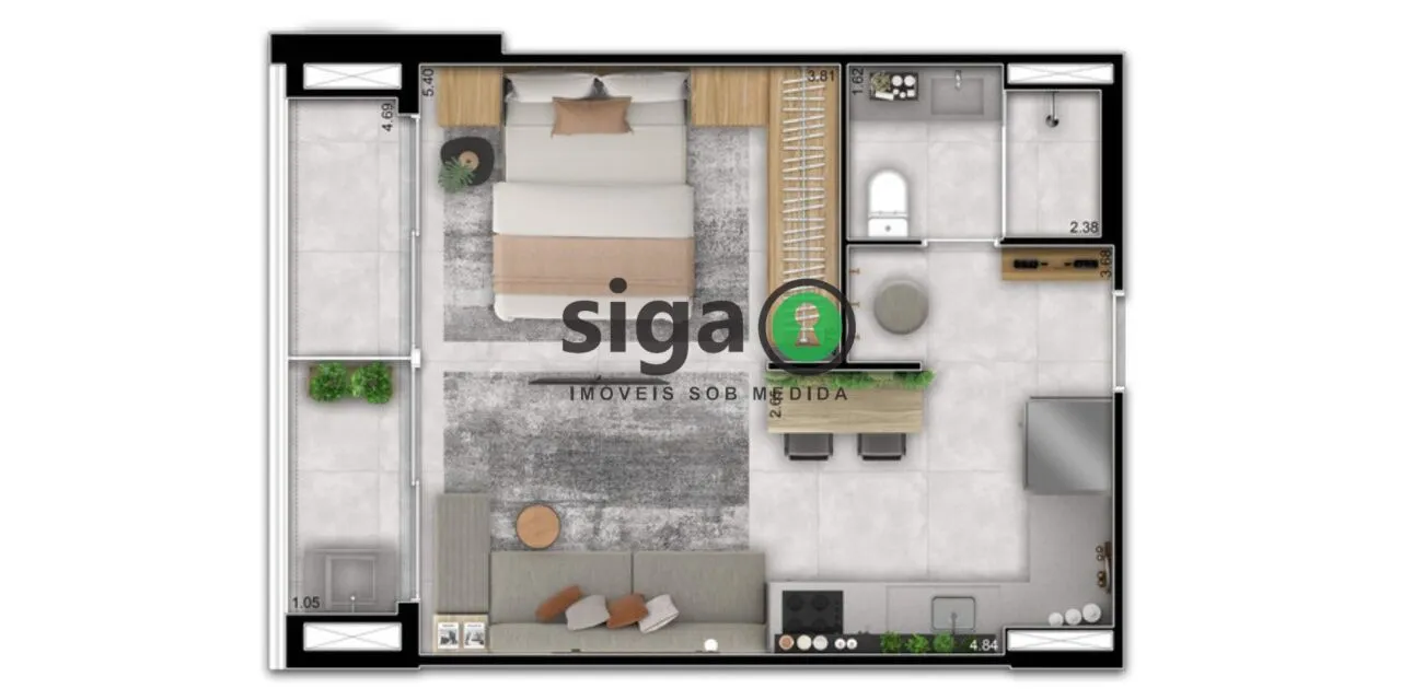 Imagem Apartamento de 43m² com 1 dormitório a uma quadra de Berrini