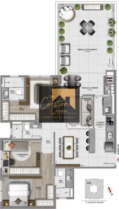 Imagem Apartamento no 2º andar com 126,76m² privativos, 3 quartos sendo 2 suítes e 1 quarto de solteiro ...