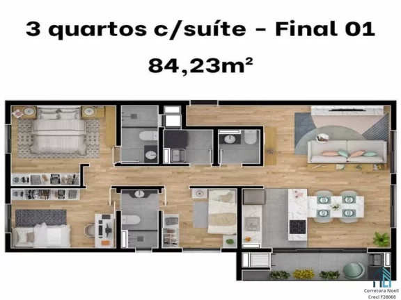 Imagem Apartamento a venda 02 quartos c/suíte no Água Verde em Curitiba PR