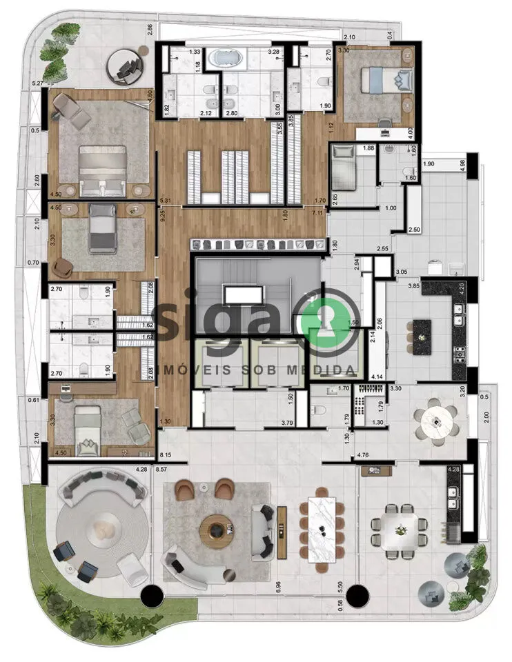 Imagem Apartamento à venda no Itaim Bibi com 4 Suítes e 5 Vagas - São Paulo