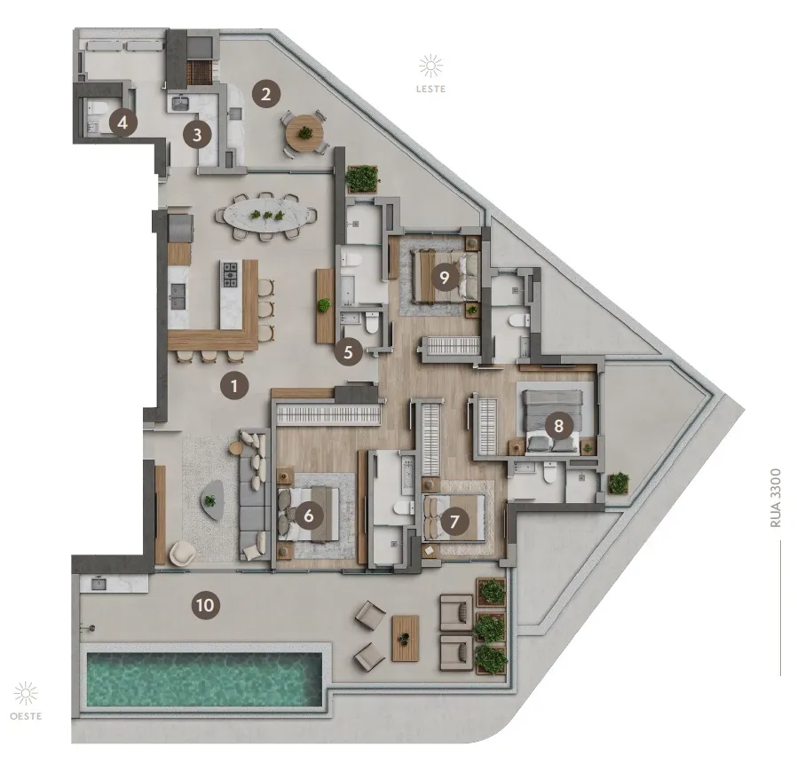 Imagem Apartamento de Luxo no Centro de Balneário Camboriú-SC: 4 Quartos, 4 Suítes, 6 Banheiros, 3 Vagas de Garagem, 182,93 m².