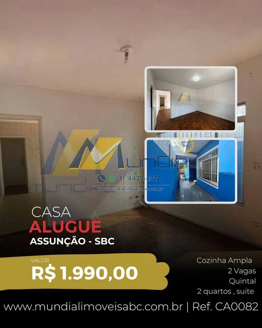 Imagem Excelente Casa Térrea em SBC, para Locação Bairro Assunção