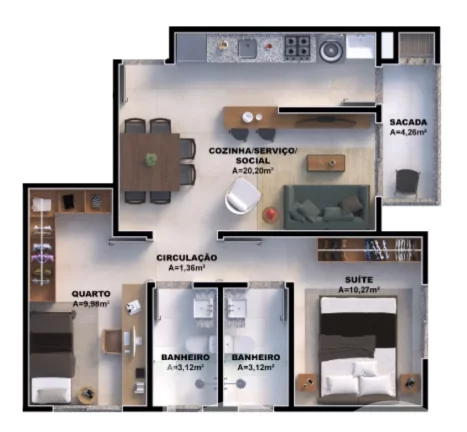 Imagem Solare Residence - Apartamento à venda no bairro Nova Palhoça - Palhoça/SC