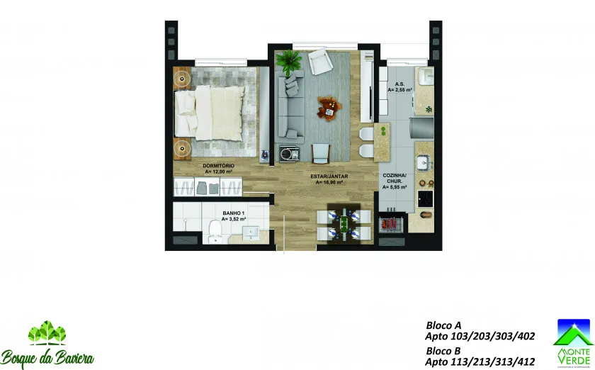 Imagem Apartamento à venda em Gramado, Bavaria, com 1 quarto, 49.09m2