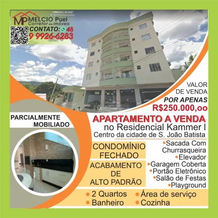 Foto do imóvel Apartamento a venda, bem no Centro de São João Batista. em Rua Tibúrcio Sestrem, Centro, São João Batista - SC