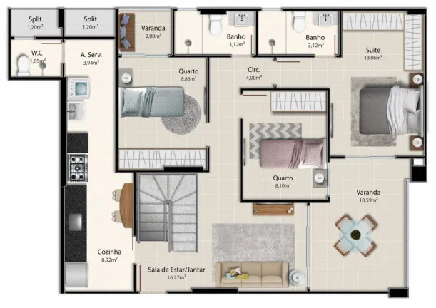 Imagem Apartamento com 3 Quartos à Venda, 101 m² em Itapuã - Vila Velha
