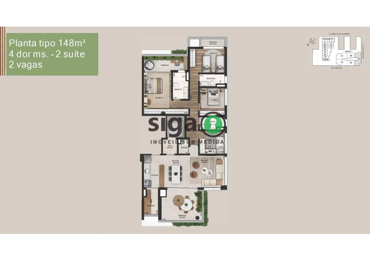 Imagem APARTAMENTO A VENDA COM 4 QUARTOS EM MOEMA PASSAROS
