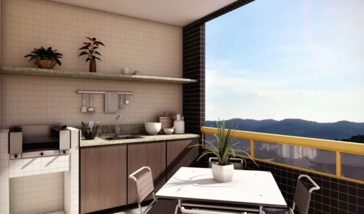 Imagem "Amplo Apartamento com 2 Dormitórios e Terraço Gourmet a 300m da Praia na Guilhermina"