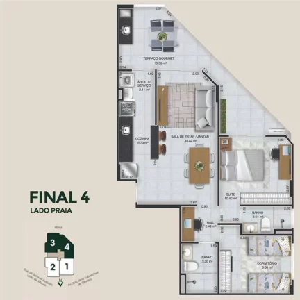 Imagem APARTAMENTO COM 75.52 m² - CAIÇARA - PRAIA GRANDE SP