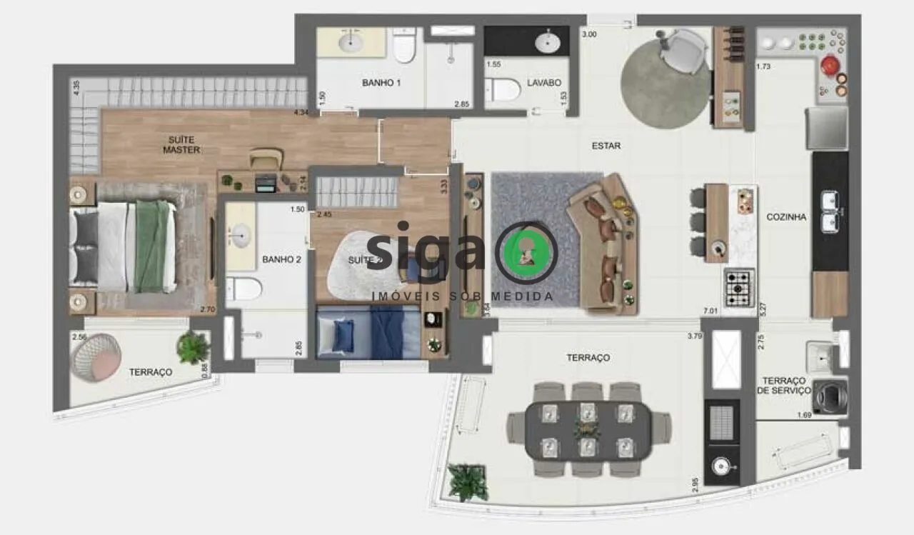 Imagem Aparttamento Brooklin - Exclusividade Internacional em 107m² com 3 Dormitórios, 1 Suíte e 2 Vagas