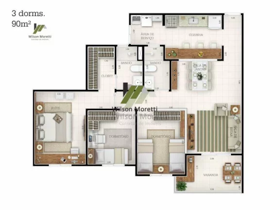 Imagem Apartamento com 3 quartos, 90m2, à venda em Jundiaí, Vila Rica