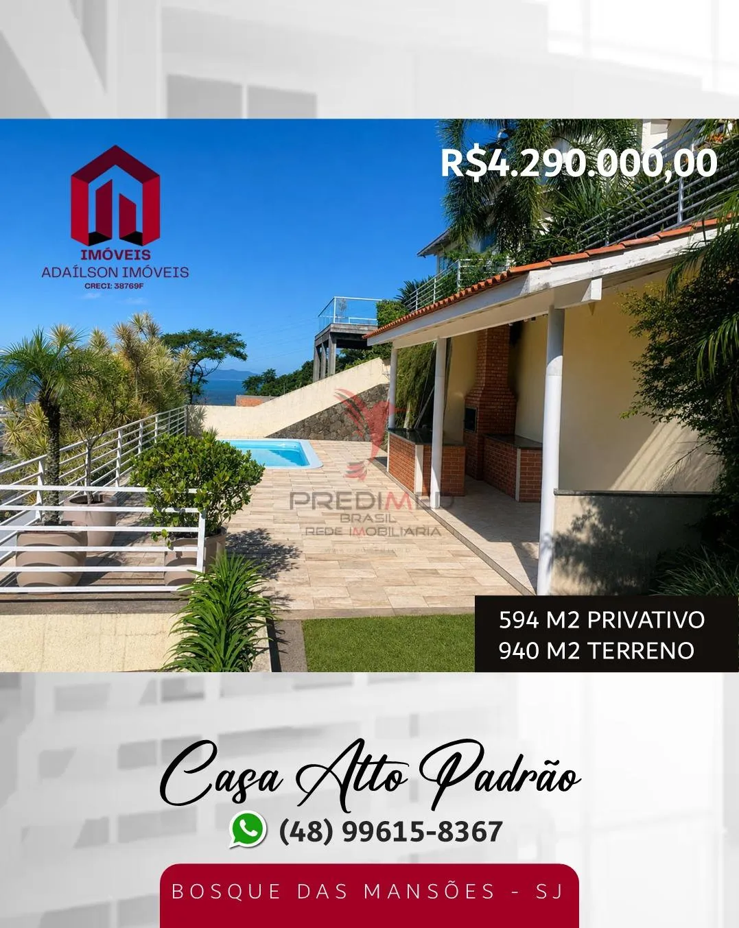 Imagem Casa Alto Padrão| Bosque das Mansões Em São Jose SC BRASIL á 15 minutos de Florianópolis
