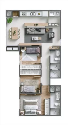 Imagem Apartamento Ekoa Residence com 1 suíte + 2 quartos