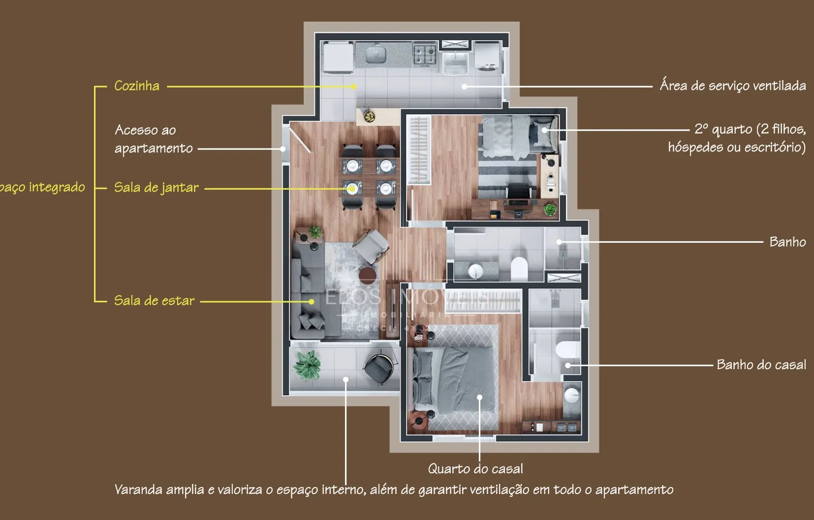 Imagem Apartamento de 2 quartos, 55m² no bairro Vale das Esmeraldas, em Limeira