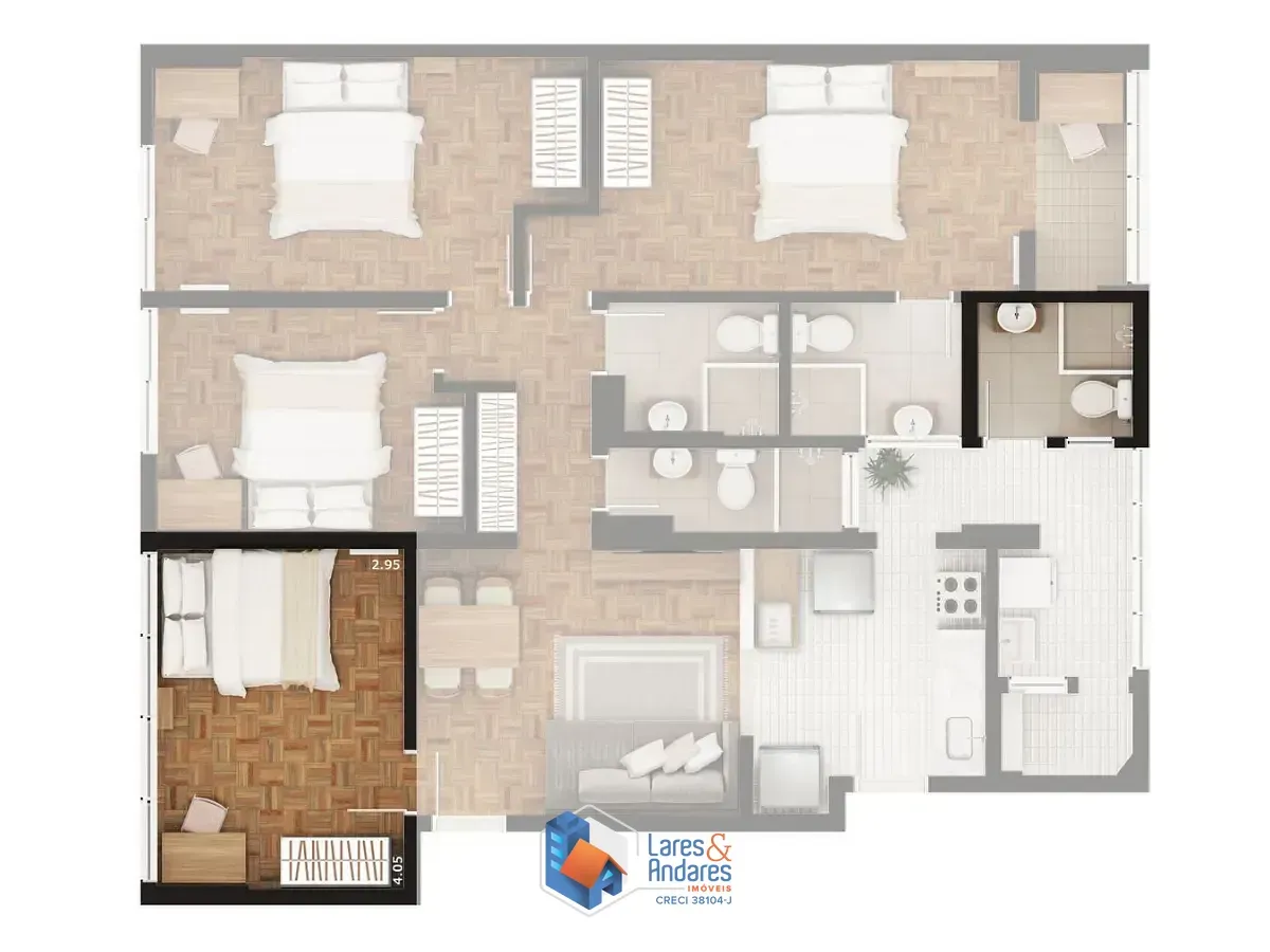 Imagem Apartamento para venda em Pinheiros com 4 quartos, sendo 1 suíte, 106m²